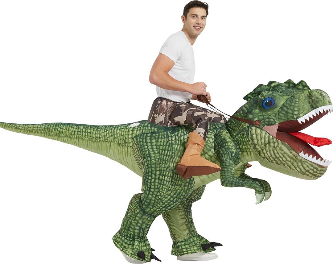 One Casa Inflatable Dinosaur Costume Adult,Blow Up Ride T Rex Suit,Halloween Costumes for Men Women