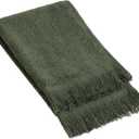 Fringed Reversible Fingertip Hand Towel (Size 11" W x 18" L) Terry Cotton Washcloth Set for Face and Bathroom use. (3, Forest Green)
