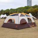 KTT Extra Large Tent 12-14 Person,Family Cabin Tents,2 Bay-Windows,2 Rooms and 3 Doors 3 Windows with Mesh,Waterproof,Straight Wall,Double Layer,Big Tent for Outdoor,Picnic,Camping, 10-12 person