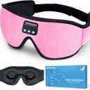 Sleep Headphones, 3D Sleep Mask, LIGHTIMETUNNEL Washable Sleeping Headphones with Ultra Thin Stereo Speakers Microphone Hands Free for Insomnia Travel Pink