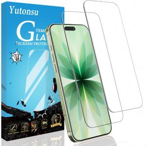 2 Pack Tempered Glass Screen Protector for iPhone 17 (6.3 Inch), 9H Hardness, Anti Scratch, Bubble Free, Case Friendly