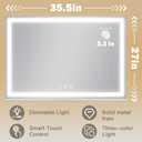 ROLOVE Large Vanity Mirror with Lights 35.5" x 27", LED Hollywood Makeup Mirror with USB Charging Port, 3 Color Modes, Dimmable Touch Control, 10X Magnification, Wall Mounted or Tabletop
