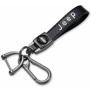 Genuine Leather Car Key Chain Compatible with Jeep Keychain Key ring Accessories for Man and Woman Black