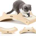Cat Scratchers for Indoor Cats, Double-Sided Cat Scratcher with Natural Sisal, Cat Scratch Pad for Cat Scratch Cat Scratcher Lounge, Durable Solid Wooden Structure, 16.5 x 10.8in