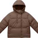 Boys Girls Hooded Warm Puffer Jackets Toddler Coat Light Weight down Jacket Kids Outwear Padded Coat for Winter (8-9 Years, Coffee)