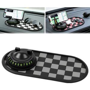Multifunction Car Anti-Slip Mat,Mobile Phone Bracket Dashboard Mat with Temporary Parking Number,Car Accessories,Anti Slip Phone Mat Universal Fit for Phones Sunglasses and Keys Gadget (Gray)