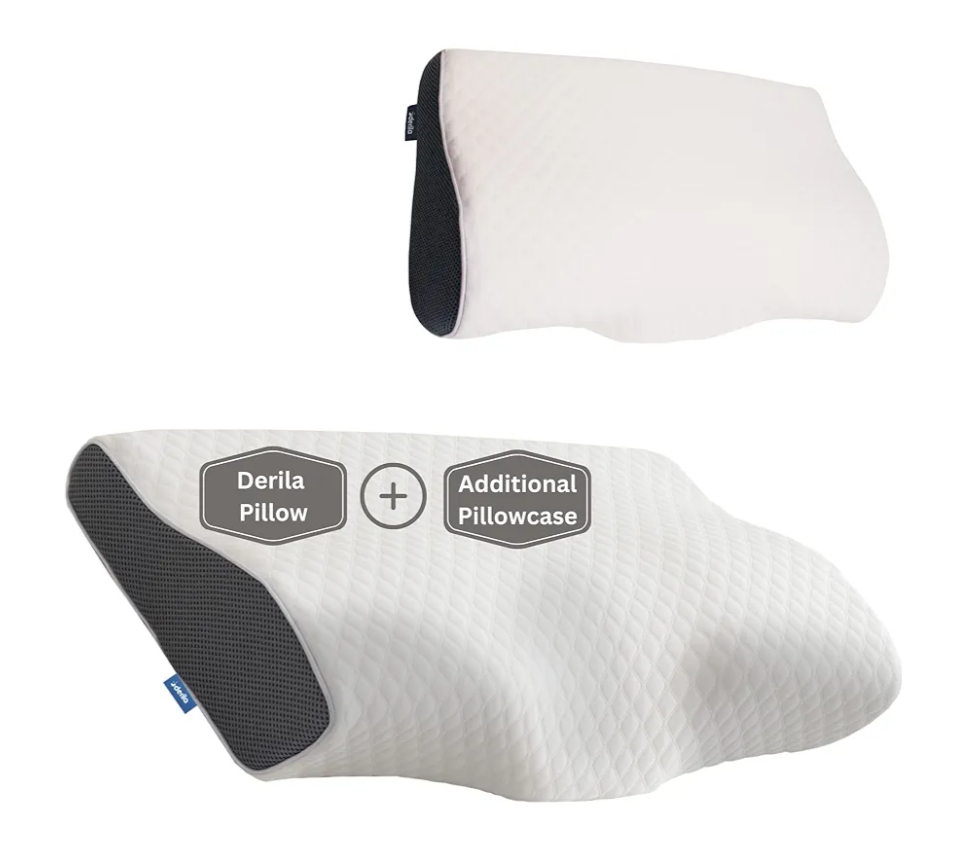 Derila Cervical Neck Pillow for Sleeping - Ergonomic Neck Support Pillow for Back, Stomach, Side Sleeper Contour Memory Foam Pillows for Shoulder Relief