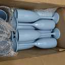 LEYIQU Blue Plastic Champagne Flutes 24pcs Unbreakable Wine Glasses