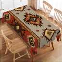 Swono Rectangle Tablecloth Geometric Pattern Table Cover 52x70 Inch American Southwest Native Style Aztec Table Cloth Rectangle Tables Decorative Tablecloth for Dining Party Camping BBQ