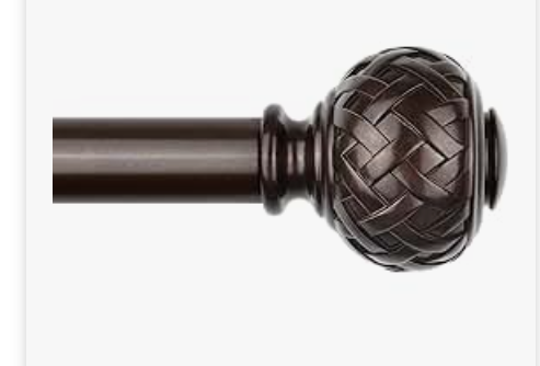 TANGWIN Bronze Farmhouse Curtain Rods for Windows:66120 Inch Heavy Duty Adjustable Curtain Rod for Bedroom Living Room,Boho Decorative Rustic Drapery Rods with Vintage Coastal Finial,Antique Bronze