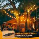 GvvooHome 50FT LED Outdoor String Lights with 16 Shatterproof Waterproof S14 Replaceable Bulbs(1 Spare), 2700K Commercial Grade Patio Lights, Outside Hanging Light for Yard Garden Porch Deck Decor