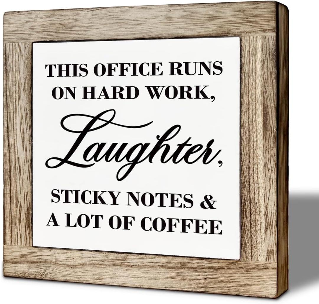 Coffee Bar Decor, Inspirational Desk Sign, Positive Office Desk Accessories, Rustic Wooden Tabletop Decor, Rustic Wood Signs for Kitchen Cafe Bar 5.95.9 inch