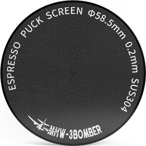 MHW-3BOMBER 58mm Espresso Puck Screen - 0.2mm Ultra Thin Espresso Puck - Metal Reusable Coffee Filter for Portafilter Basket 58mm - Puck Screen with Titanium Coating FG5642-OS (Black)