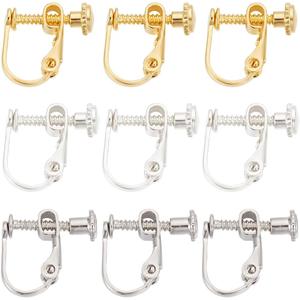 SUNNYCLUE 1 Box 30Pcs Screw Earring Clips Earrings Converter Brass Clip on Earring Backs Components Non Pierced Ears Gold Silver Clip Earring Findings for Jewelry Making Supplies DIY Crafts Women