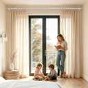 TONIAL Curtain Rod 32 to 115 Inch(2.6-9.6ft), Telescoping Splicing 3/4 Drapery Rods for Windows 83 to 110 Inch(6.9-9.1ft), Decorative Single Rod with Small Cap Finial, Silver
