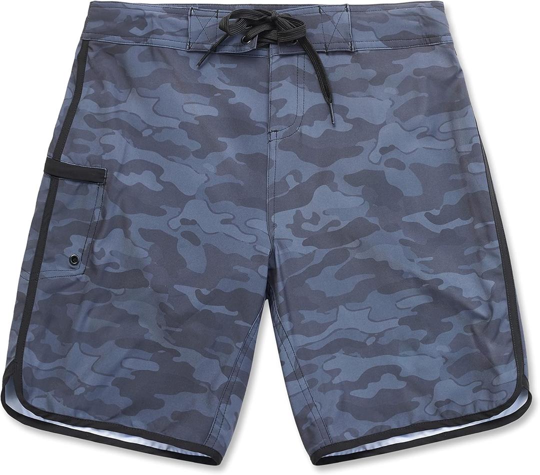 Maui Rippers Womens 9" 4-Way Stretch Swim Shorts Boardshorts (Midnight Camo) 14
