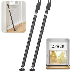 Sliding Door Security Bar and 2-in-1 Sliding Glass Door Stoppers Security for Patio, Home, Hotel Door Stick Security 2-Pack Black