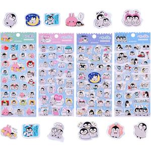 4 x 4 Sheets Cute Little Penguin Family Stickers - Mini Cartoon Stickers for Kids, DIY Decorative Items, Perfect for Notebooks, Phone Cases, and More