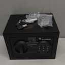 Bonsaii Safe Box with Electronic Keypad, Steel Security Lock Box with Key, 0.23 Cubic Feet, 9.06" W x 6.69" D x 6.69" H, Small Hidden Safe for Cash Jewelry