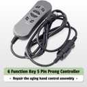YUXIVCNE MLSK89-A2 6 Function Key 5 Pin Prong Controller Compatible with Lift Chair with USB and Backlit, Black Hand Control Handset for Electric Recliner