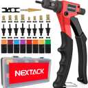 NEXTACK Rivet Nut Tool Kit with Step Drill Bit & 80 Nutserts for Tight Space, 8 Inch Rivnut Tool Set Riveter with 8 Mandrels 6-32 8-32 10-24 1/4-20 M3 M4 M5 M6 in Organized Rugged Carrying Case NT600