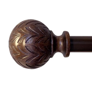 Hermosa 26 in. to 48 in. Adjustable 5/8 in. Single Curtain Rod in Walnut with Finials