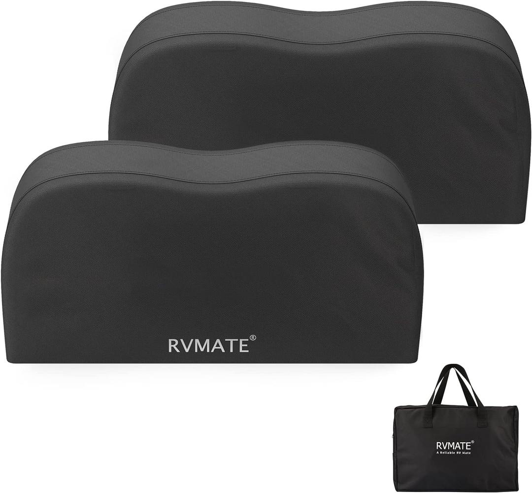 RVMATE RV Tire Covers - Dual Axle Wheel Cover (2 Pack) Fits 27"-30" Tires, Waterproof Anti-UV 600D Oxford Black Dual Tire Covers for RV/Truck/Trailer