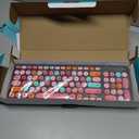 Wireless Keyboard and Mouse Combo, Retro Typewriter Keyboard with Round Keycaps, 2.4GHz USB Cute Wireless Keyboard Mouse for Computer, Desktop, Laptop and Computer (Black-Colorful)