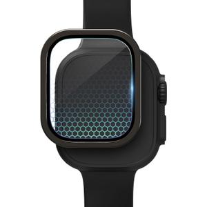 ZAGG XTR4 Glass Screen Protector for Apple Watch Ultra 3/2/ 1, Watch Size: 49mm - Fortified with Graphene, Blue Light Filter, Aluminum Frame, Black