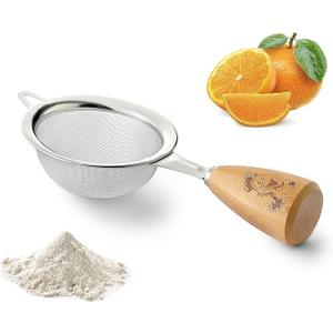 Brand: DQELFA4.04.0 out of 5 stars(41)Fine Mesh Strainer, DQELFA Stainless Steel Small Fine Mesh Sieve with Ergonomic Wooden Handle for Kitchen, Matcha, Cocktail, Juice Tea and Coffee (8.6 inch)