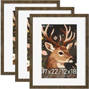 17x22 Rustic Brown Picture Frame, Poster Frame for Wall, 3 Pack