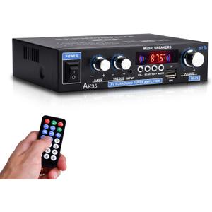 AK35 200W Dual Channel Bluetooth 5.0 Stereo Audio Amplifier Receiver, with USB, SD Card Input, Bass & Treble Control, Wide Compatibility