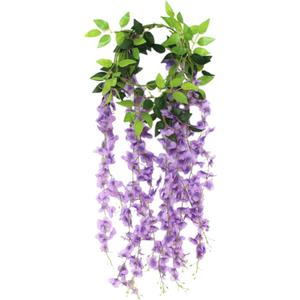 Wisteria Hanging Flowers Artificial Flower Vines Fake Hanging Plants for Outdoor Garden Wedding Arch Decor (Purple, 1.8m)