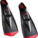 TYR FlexFins 2.0 Swim Fins Short Blade Training Fins for Swim Drills, Leg Strength, Technique & Flexibility,Black/Red, Medium 