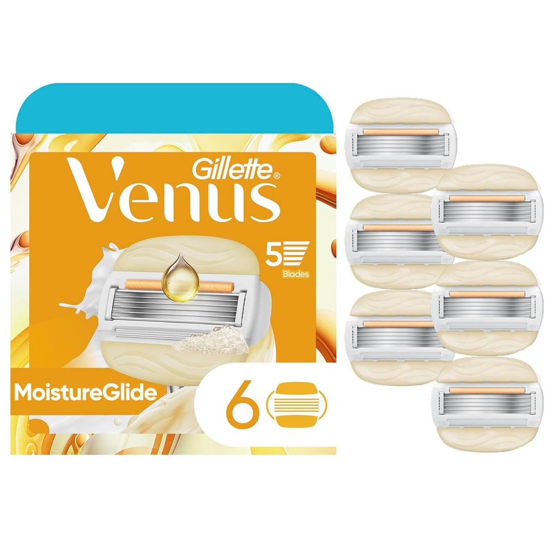 Venus MoistureGlide Women's Razor Blades, With Built-in Shave Gel Bars, 6 Razor Blade Refills Venus MoistureGlide Women's Razor Blades, With Built-in Shave Gel Bars, 6 Razor Blade Refills