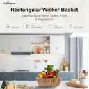Medium Rectangular Handwoven Wicker Basket - Water Hyacinth Storage Baskets with 2 Polished Wooden Handles for Store Hand Towel, Fruits & Veggies etc 10.75"x15.25"x5" - Pack of 2 - Natural
