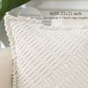 decorUhome Decorative Cream White Throw Pillow Covers 22x22 Set of 2 with Splicing, Boho Soft Corduroy Broadside Twill Spring Pillow Covers for Couch Bed Sofa Living Room
