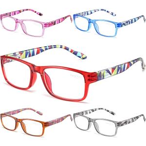 Gaoye Reading Glasses Men/Women, Eyeglasses, Blue Light Readers for Men/Women, Computer Eye Glasses, Cheaters (F1-5 Pack Mix Color 3) +1.25