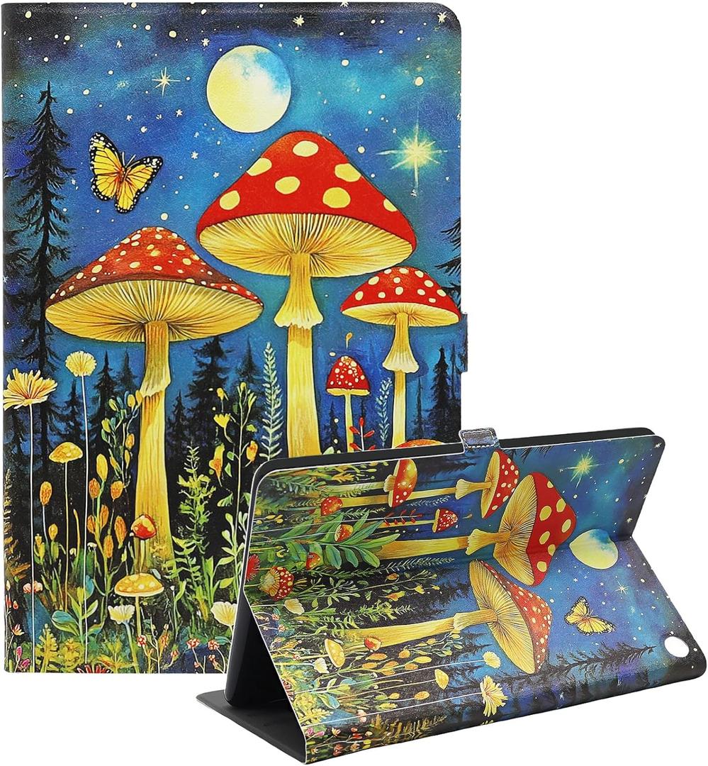 Amazon Kindle Fire HD 10 and Fire HD 10 Plus 10.1" Tablet Case (13th/11th Generation 2023/2021 Release), Slim Fit Leather Stand Smart Cover with Auto Sleep/Wake, Mushroom