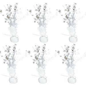 Gyufise 6 Pack Metallic Foil Spray Centerpiece Snowflake Table Decoration Burst Table Centerpieces Table Decor for Winter Wonderland Birthday Wedding Anniversary Holiday Party Supplies Silver White