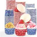 120 Pcs Western Cowboy Ice Cream Cups 12 oz Disposable Blue Red Bandana Paper Dessert Snack Bowl Western Bandana Food Yogurt Cup Container for Birthday Bachelorette Holiday Party Supplies