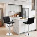 BestOffice Bar Stools Set of 2, Adjustable PU Leather Swivel Barstools, Modern Counter Stools with Back and Footrest, Counter Height Barstools for Bar, Kitchen and Dining Room