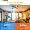 Ensenior 24 Inch Flush Mount Ceiling Fans with Lights, APP Control, Black