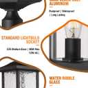 Beionxii Dusk to Dawn Outdoor Post Lights, 21inch Large Exterior Lamp Post Light Pier Mount Lantern with Base, Black Cast Aluminum w/Water Glass - A272P-1PK (NOT Solar, 110-120V AC), Extra Large