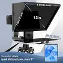 ILOKNZI i2/12-inch All-Metal Liftable teleprompter with Remote Control and Free App for Camera, with Tempered Optical Glass, for Studio Production Video