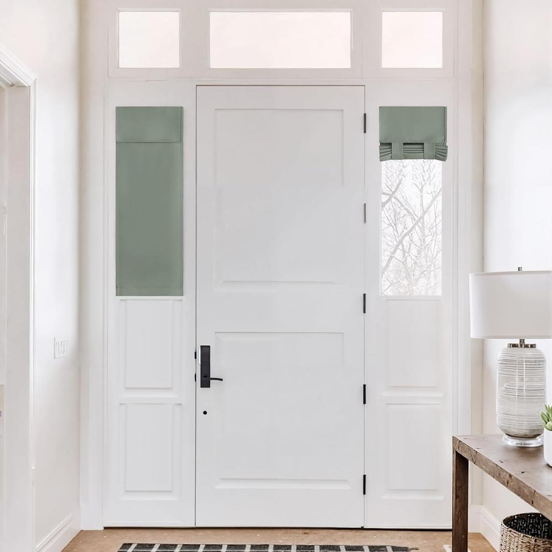 NICETOWN Classroom Door Window Cover, Privacy Blackout Shades for Classroom Lockdown Shades, Room Darkening Design Blocks Views, W12 x L40 inches Long, 1 Panel, Greyish Green