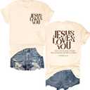 Christian Shirts for Women Faith Jesus Shirt Bible Verses Inspirational Short Sleeve Graphic Tee Tops (Beige, XXL)