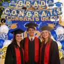 baotongle 2026 Graduation Decorations Themed Set Congrats Grad Backdrop Balloons Banner and Streamers Hanging Swirls Kit for Party Supplies High School College Celebrations(Blue)