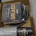 Graduation Decorations 2026 Disposable Black Graduation Tableware Kit for 25 Guests Plates Napkins Cups Tablecloth Hanging Graduation Party Decorations 2026