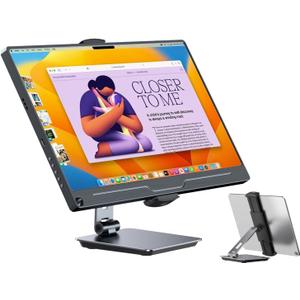 UPERFECT 5.9''-17.3'' Portable Monitor Stand, Adjustable 360° Swivel Bracket, 180° Tiltable Clamp, Heavy Duty Aluminum Stand for Pad/Tablet
